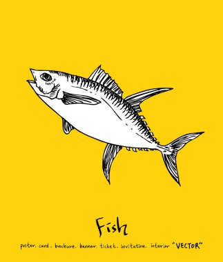 Deniz gıda menü çizimler / el çekilmiş gıda maddeleri - vektör