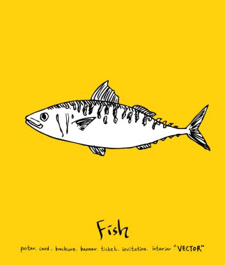 Deniz gıda menü çizimler / el çekilmiş gıda maddeleri - vektör