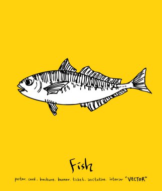 Deniz gıda menü çizimler / el çekilmiş gıda maddeleri - vektör