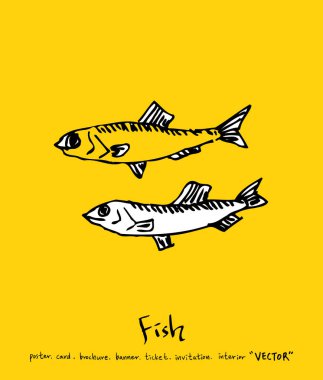 Deniz gıda menü çizimler / el çekilmiş gıda maddeleri - vektör