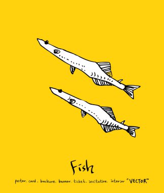 Deniz gıda menü çizimler / el çekilmiş gıda maddeleri - vektör