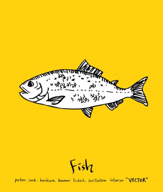 Deniz gıda menü çizimler / el çekilmiş gıda maddeleri - vektör