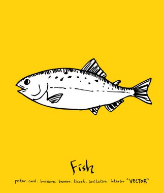 Deniz gıda menü çizimler / el çekilmiş gıda maddeleri - vektör