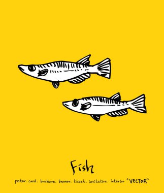 Deniz gıda menü çizimler / el çekilmiş gıda maddeleri - vektör