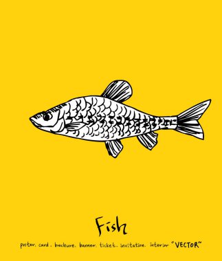 Deniz gıda menü çizimler / el çekilmiş gıda maddeleri - vektör