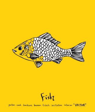 Deniz gıda menü çizimler / el çekilmiş gıda maddeleri - vektör