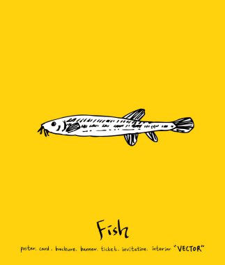 Deniz gıda menü çizimler / el çekilmiş gıda maddeleri - vektör