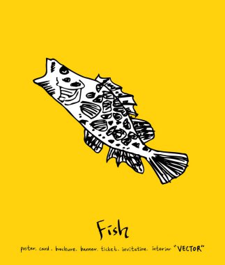 Deniz gıda menü çizimler / el çekilmiş gıda maddeleri - vektör