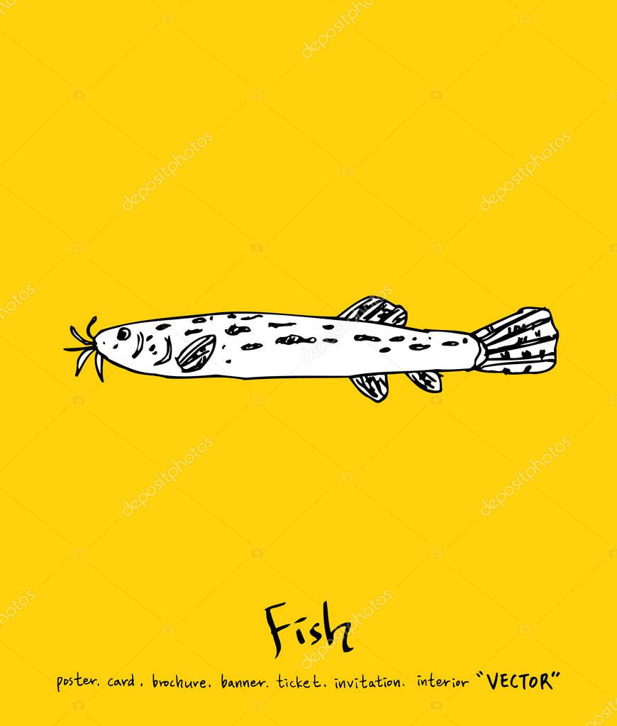 Sea food menu illustrations / Hand drawn food ingredients - vector