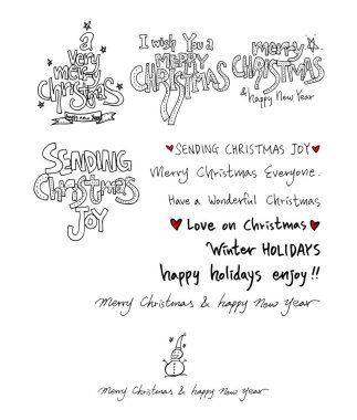 Çizilmiş Noel poster el - vektör