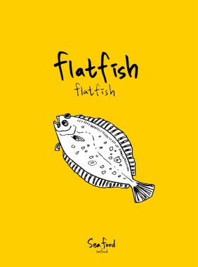 Deniz gıda menü çizimler / el çekilmiş gıda maddeleri - vektör