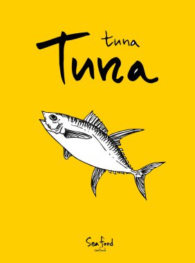 Deniz gıda menü çizimler / el çekilmiş gıda maddeleri - vektör