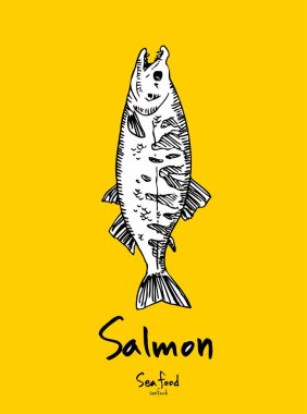 Deniz gıda menü çizimler / el çekilmiş gıda maddeleri - vektör