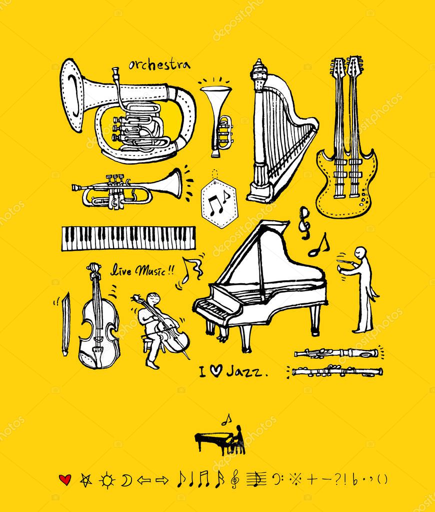 Concert poster / Sketchy music illustration - vector