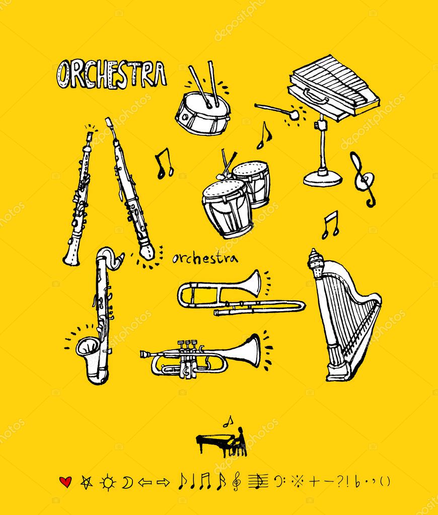 Concert poster / Sketchy music illustration - vector