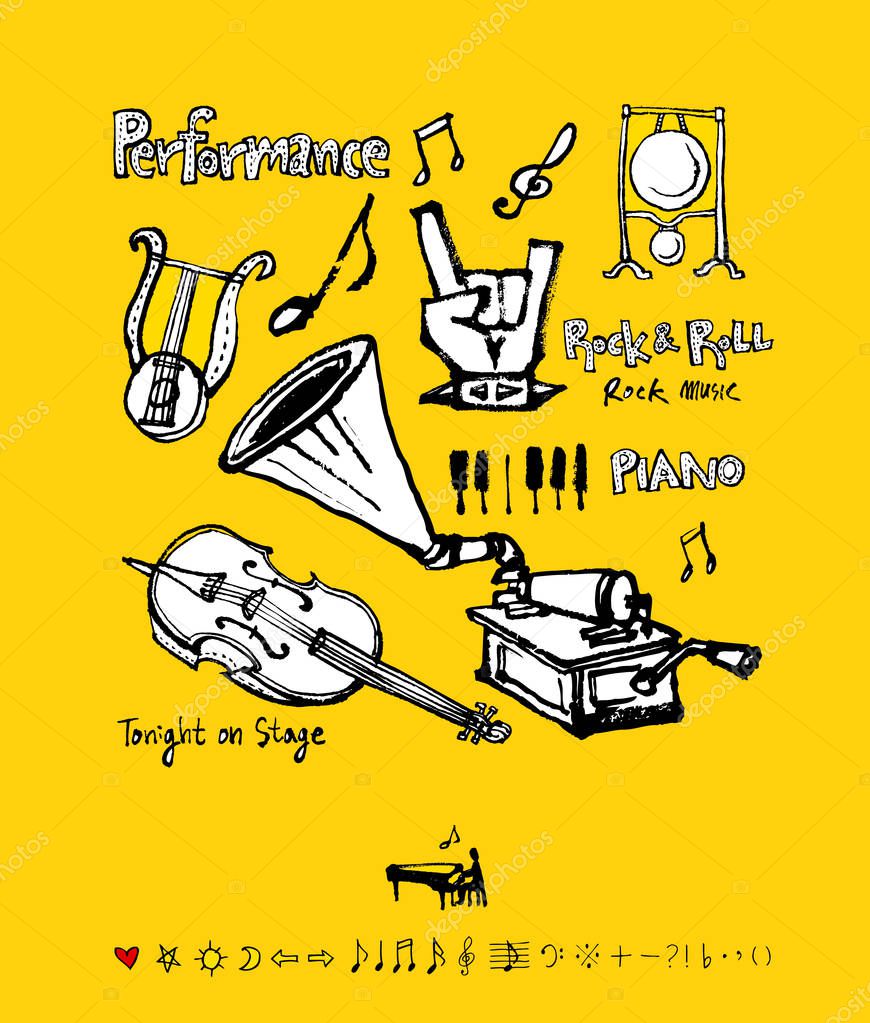 Concert poster / Sketchy music illustration - vector