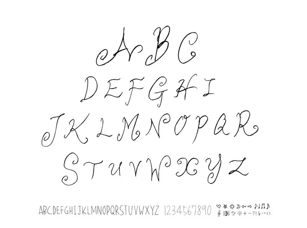 Vector Fonts Handwritten Calligraphy — Stock Vector