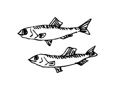 El çekilmiş gıda maddeleri - deniz gıda menü resimleri - vektör