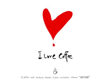 Cafe poster / yarım yamalak kahve illüstrasyon - vektör