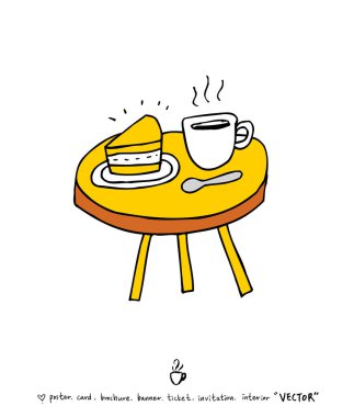 Cafe poster / yarım yamalak kahve illüstrasyon - vektör