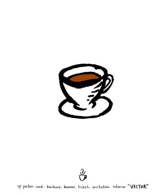 Cafe poster / yarım yamalak kahve illüstrasyon - vektör