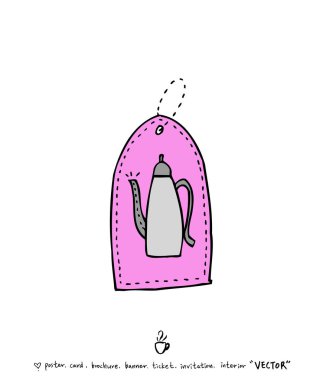 Cafe poster / yarım yamalak kahve illüstrasyon - vektör