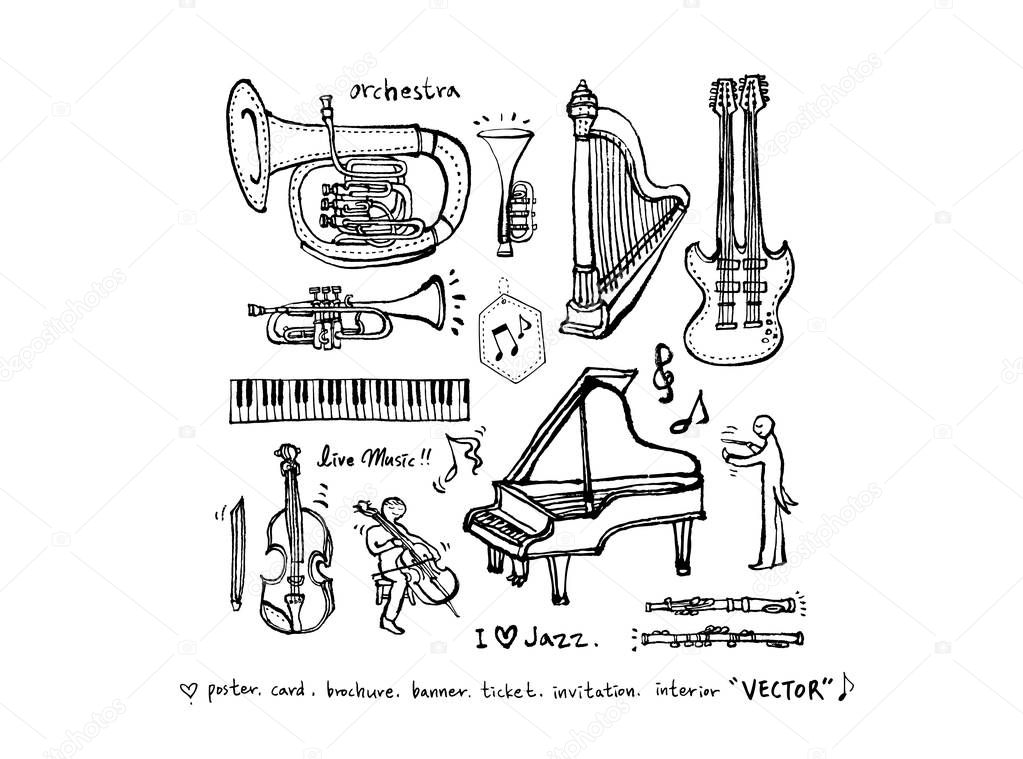 Concert poster / Sketchy music illustration - vector