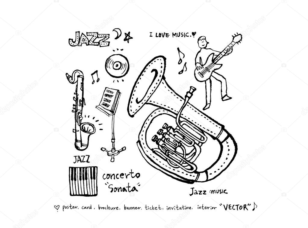 Concert poster / Sketchy music illustration - vector