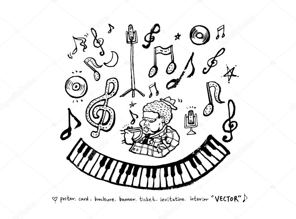Concert poster / Sketchy music illustration - vector