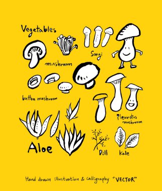 El çekilmiş gıda maddeleri - sebze ve meyve resimleri - vektör