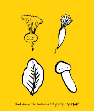 Sebze ve meyve resimler / el çekilmiş gıda maddeleri - vektör