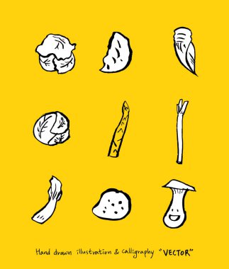 Sebze ve meyve resimler / el çekilmiş gıda maddeleri - vektör