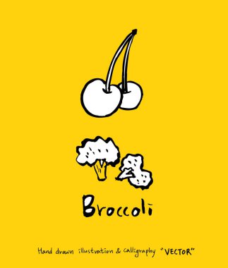 El çekilmiş gıda maddeleri - sebze ve meyve resimleri - vektör