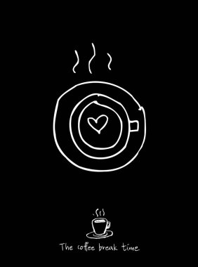 Cafe poster / yarım yamalak kahve illüstrasyon - vektör