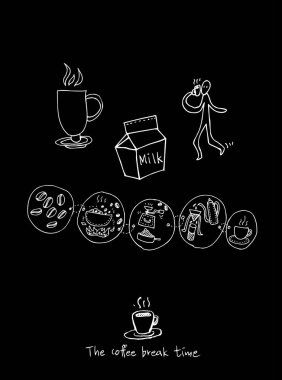 Cafe poster / yarım yamalak kahve illüstrasyon - vektör