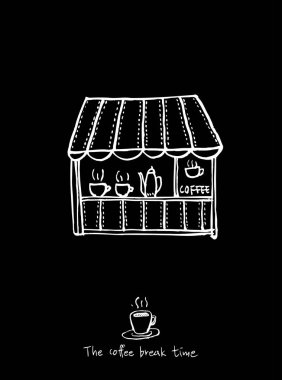Cafe poster / yarım yamalak kahve illüstrasyon - vektör