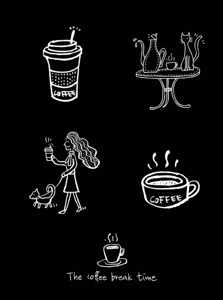 Cafe Affisch Skissartad Kaffe Illustration Vektor — Stock vektor