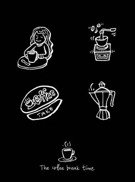 Cafe Affisch Skissartad Kaffe Illustration Vektor — Stock vektor