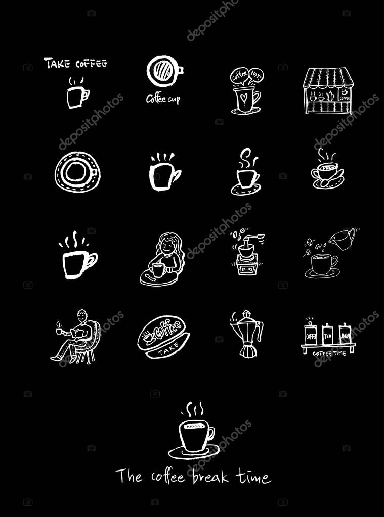 Cafe poster / Sketchy coffee illustration - vector