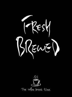 Cafe poster / yarım yamalak kahve illüstrasyon - vektör