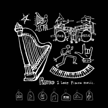 konser poster / yarım yamalak müzik illüstrasyon - vektör