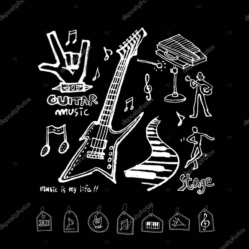 Concert poster / Sketchy music illustration - vector