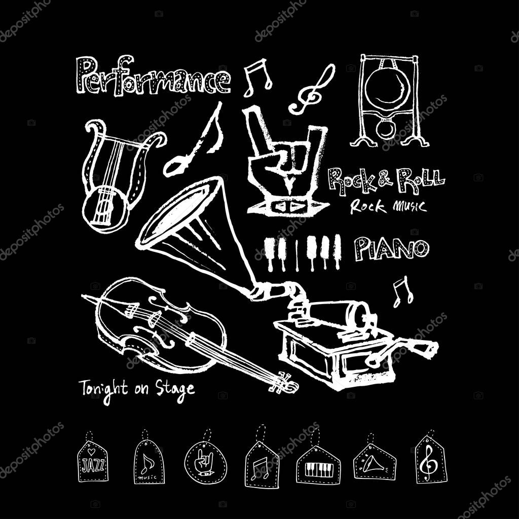Concert poster / Sketchy music illustration - vector