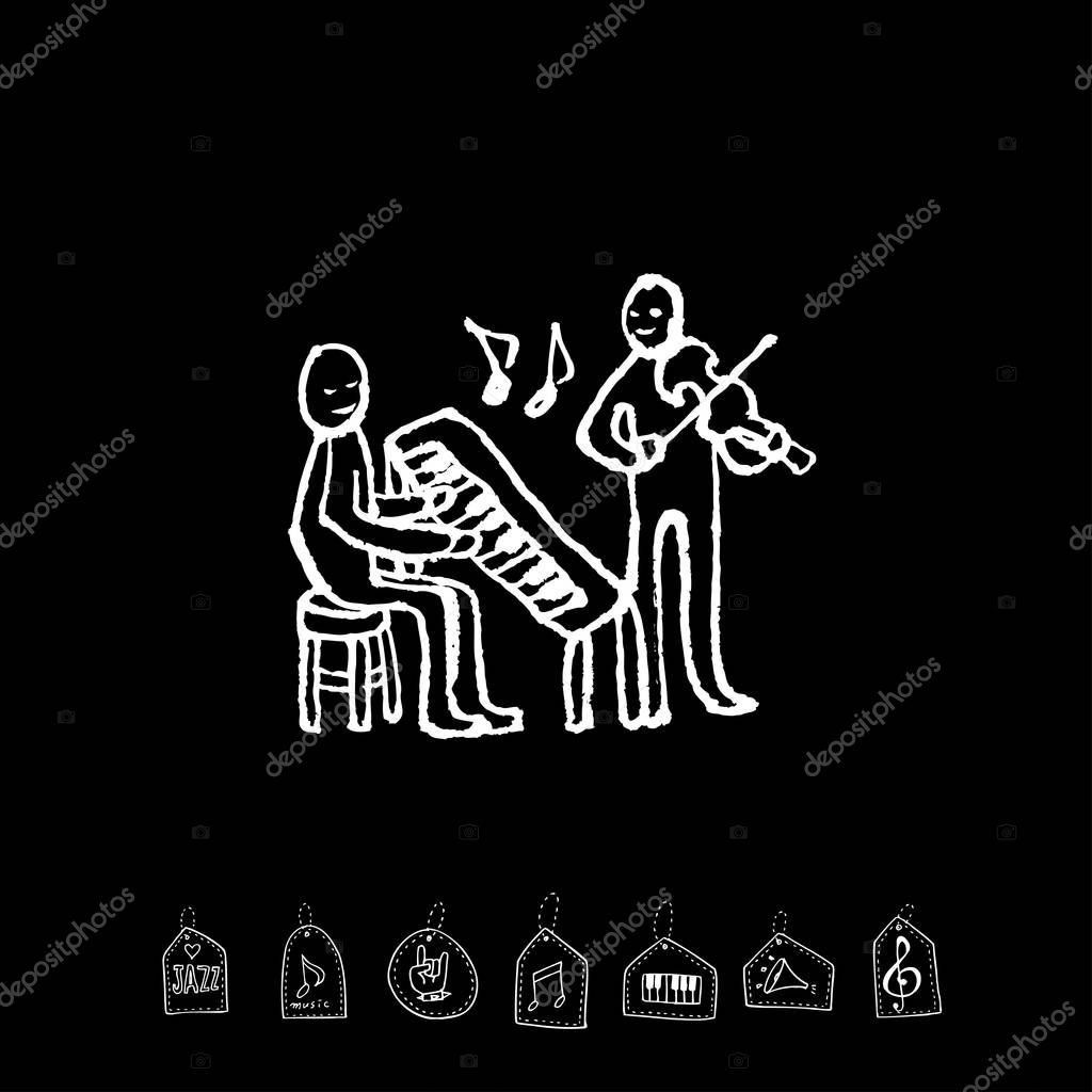 Concert poster / Sketchy music illustration - vector