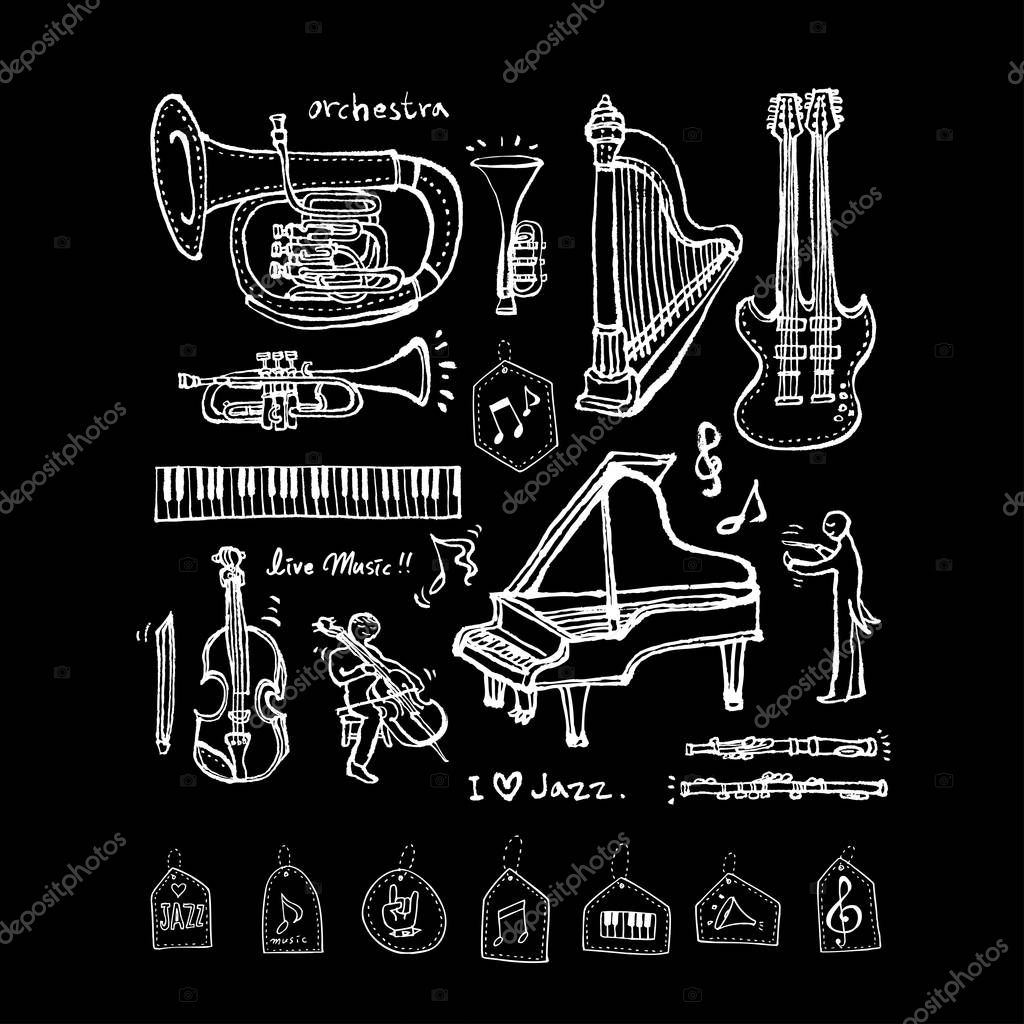 Concert poster / Sketchy music illustration - vector
