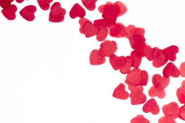 kırmızı kalpler beyaz bir arka plan üzerinde dağınık. Saint Sevgililer günü için mükemmel arka plan.