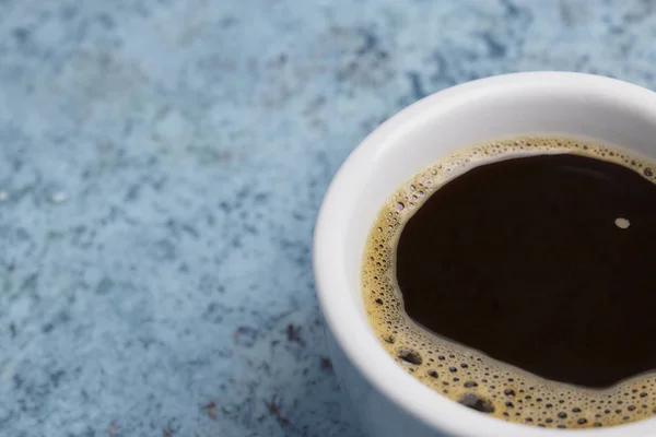 Xícara Branca Café Mesa Vista Cima Lugar Para Texto — Fotografia de Stock