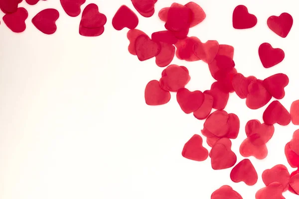 Corazones Rojos Dispersos Sobre Fondo Blanco Excelente Fondo Para Día — Foto de Stock