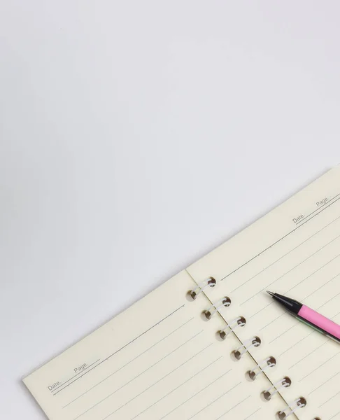 Okul, eğitim - kavramı bir tükenmez kalem yakın çekim ve kompozisyon bir kitap yeni akademik öğretim yılı arka planı hazırlıkları. Kopya alanı