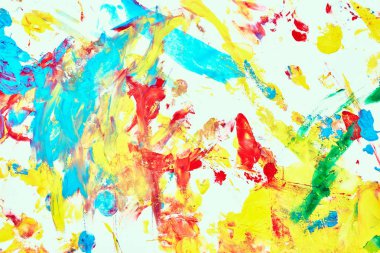 Beyaz tuval üzerine soyut yağlı boya dokusu, renkli soyut arka plan.